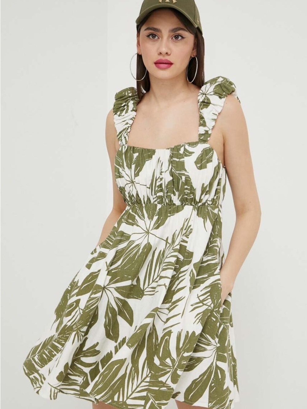 ABERCROMBIE & FITCH Puff Strap Babydoll Mini Dress